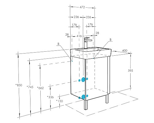 Тумба под раковину Aquaton Кантри 50 1A257801AHB20 Белая глянцевая Дуб верона