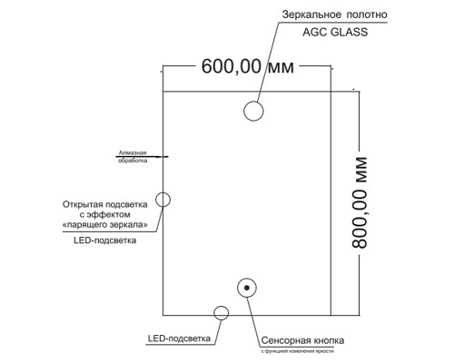 Зеркало Orange Quadrо 60 с подсветкой с сенсорным выключателем