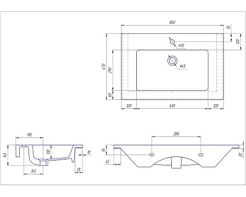 Раковина Kirovit Оскар 850 Белая
