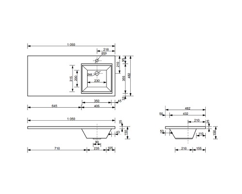 Тумба с раковиной Эстет Dallas Luxe 105 R ФР-00009679 подвесная Белая