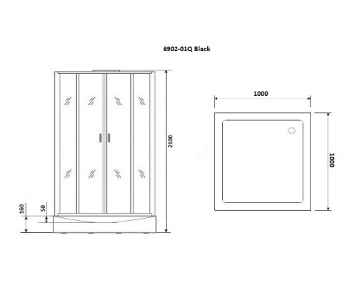 Душевая кабина Niagara Premium NG-6902-01Q BLACK 100x100