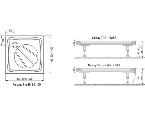 Душевой поддон Ravak PERSEUS PRO-80 XA034401010