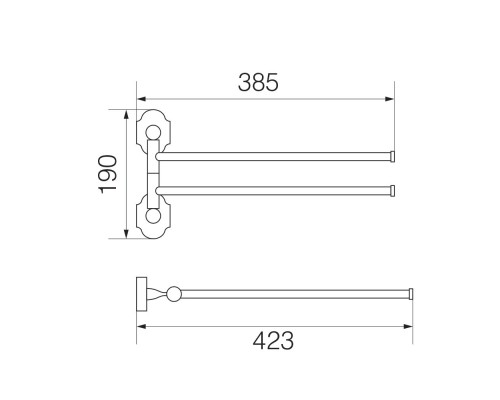 Полотенцедержатель двойной Veragio Stanford 33 поворотный, хром
