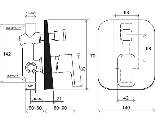 Смеситель для душа Ravak 10° Free-TD F 061.00 X070134 Хром