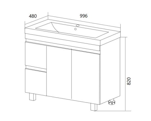 Тумба под раковину 1MarKa Cube 100Н У79527 Белый глянец