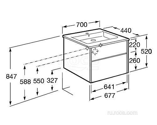 Тумба под раковину Roca Ronda 70 ZRU9302964 белый глянец/антрацит