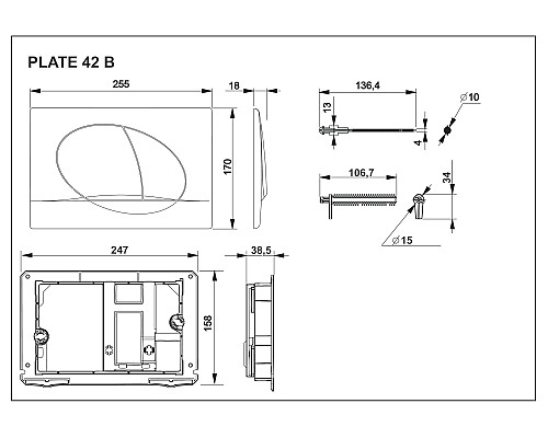 Клавиша смыва Roca Active 42B 8901140B0 Белая