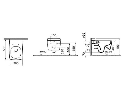 Унитаз Vitra Metropole 7672B003-0075 подвесной без сиденья