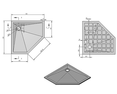 Душевой поддон из искусственного камня Vincea 90x90 VST-4SP9090A Антрацит