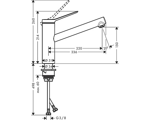 Смеситель для кухни Hansgrohe Zesis M33 74802000 Хром