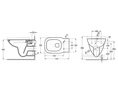 Чаша Roca Debba подвесная rimless 34699L00Y