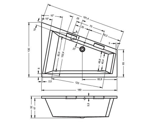 Асимметричная ванна Riho Doppio 180x130 L BA9100500000000