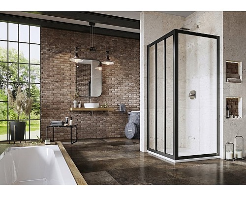 Душевая стенка Ravak Supernova APSS-75 940303R2Z1 профиль Черный стекло Transparent