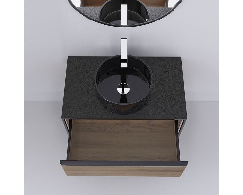 Тумба под раковину Jorno Steal 90 Ste.01.90/P/Da подвесная Древесный аттик Черная