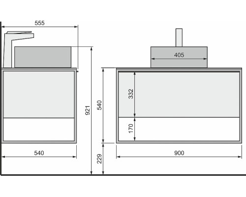 Тумба под раковину Jorno Steal 90 Ste.01.90/P/Da подвесная Древесный аттик Черная