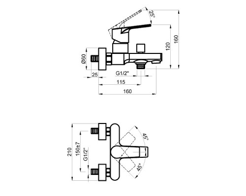 Смеситель для ванны Azario Treya AZ-156805126 Белый
