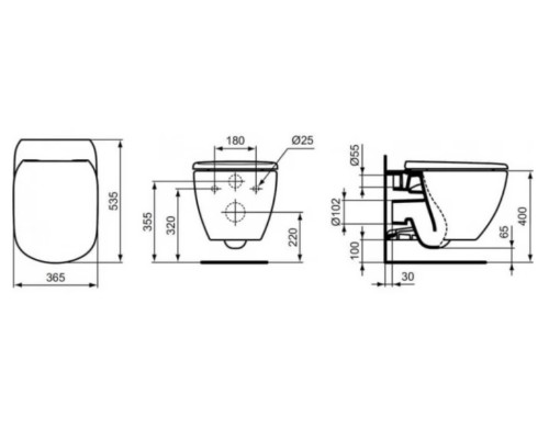 Унитаз Ideal Standard Tesi T0079V1 подвесной без сиденья