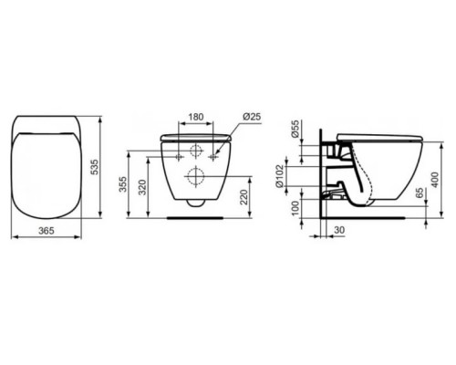Унитаз Ideal Standard Tesi T0079V1 подвесной без сиденья