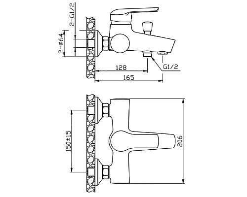 Смеситель для ванны Orange Tony M54-100cr Хром