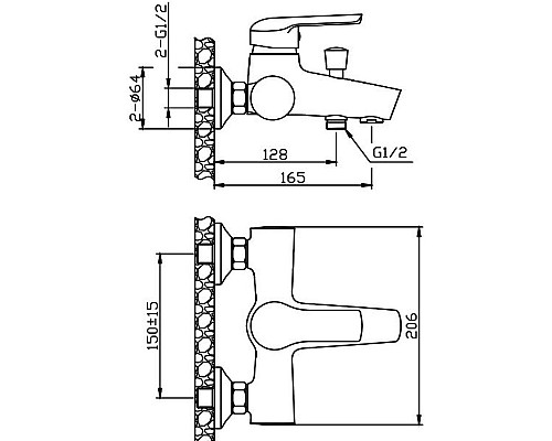 Смеситель для ванны Orange Tony M54-100cr Хром
