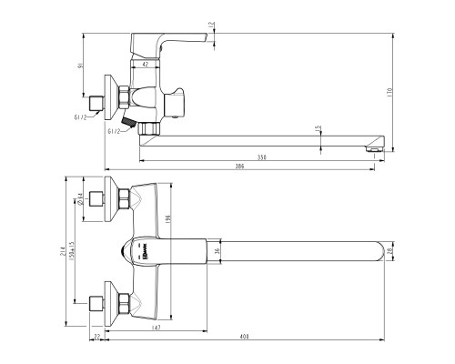 Смеситель для ванны Lemark Ursus LM7251BL Черный