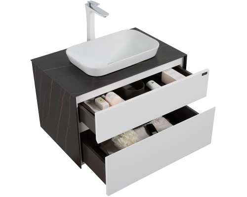 Комплект мебели для ванной Black&White Universe U907.800-1 80 907U800-1 подвесной White matt Lauren gold