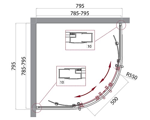 Душевой уголок BelBagno UNO-195-R-2-80-C-Cr 80х80 профиль Хром стекло прозрачное