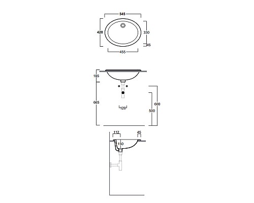 Раковина Simas Top E Lavabi D Arredo 55 S50P bi Белая