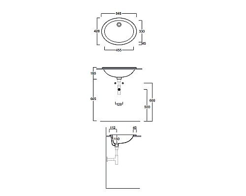 Раковина Simas Top E Lavabi D Arredo 55 S50P bi Белая