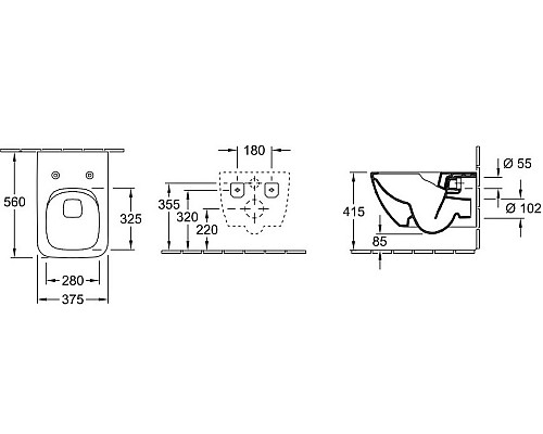 Унитаз Villeroy&Boch Venticello 4611R001 подвесной без сиденья