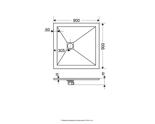 Душевой поддон из искусственного камня RGW Stone Tray ST-G 90x90 16152099-02 Графит