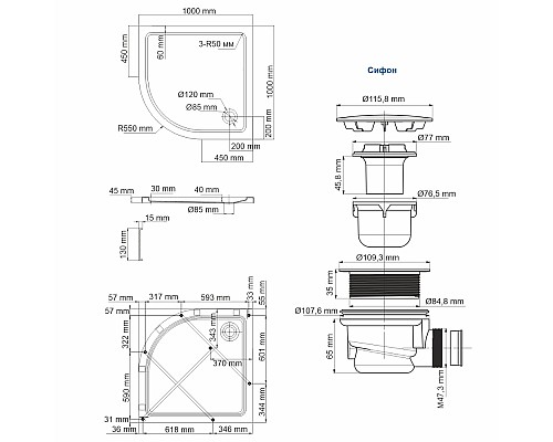 Душевой поддон WasserKRAFT 26T23