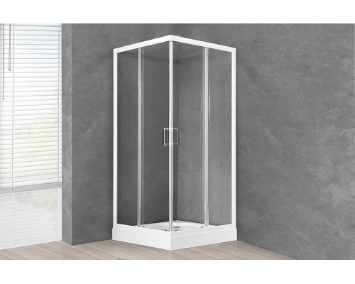 Душевой уголок Royal Bath HP 80х80 RB80HP-T с поддоном профиль Белый стекло прозрачное
