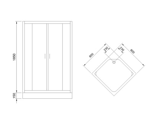 Душевой уголок Royal Bath HP 80х80 RB80HP-T с поддоном профиль Белый стекло прозрачное