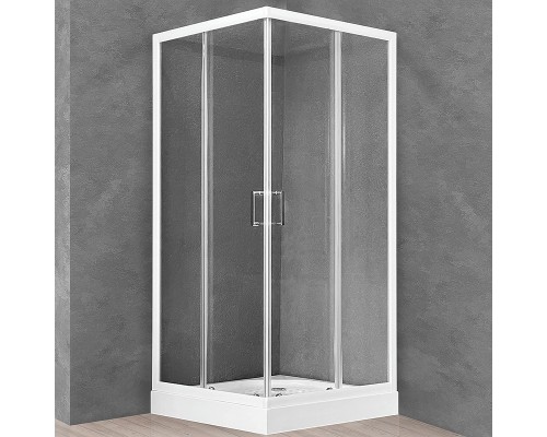 Душевой уголок Royal Bath HP 80х80 RB80HP-T с поддоном профиль Белый стекло прозрачное