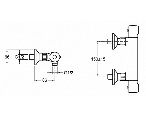 Термостатический настенный смеситель для душа Jacob Delafon E8455CP