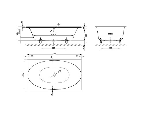 Стальная ванна с шумоизоляцией BETTE Eve 180x100 цвет белый B23-1525
