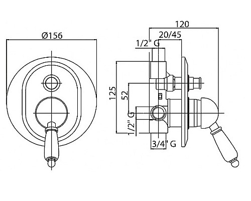 Смеситель для душа Cezares VINTAGE-VDIM-01-Sw