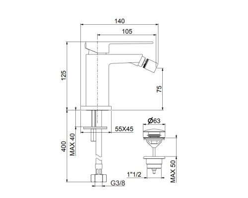 Смеситель для биде Fiore Kube 100CR8535 Хром