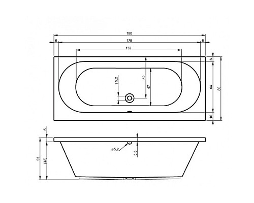 Прямоугольная ванна Riho Carolina 190x80 BB5500500000000
