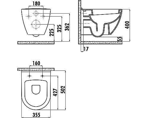 Унитаз биде Creavit Terra TP325-00CB00E-NA00 подвесной Белый с декором без сиденья
