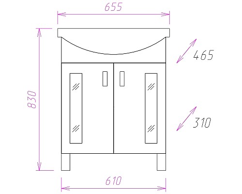Тумба под раковину Onika Кристалл 65.18 106545 Белая
