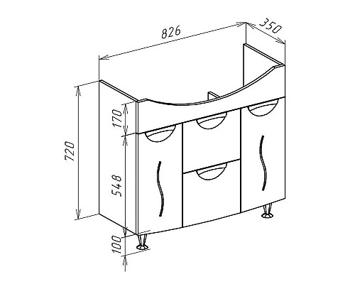 Тумба под раковину Bellezza Глория 85 4638514100013 с бельевой корзиной Белая