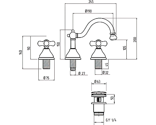 Смеситель для биде Migliore Provance 19469 Хром