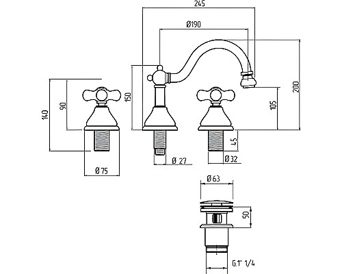 Смеситель для биде Migliore Provance 19469 Хром