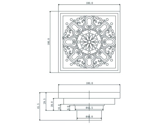 Трап сливной Veragio Canyon d40 VR.CAN-2017.CR, с декоративной решеткой 10х10, с клапаном хром