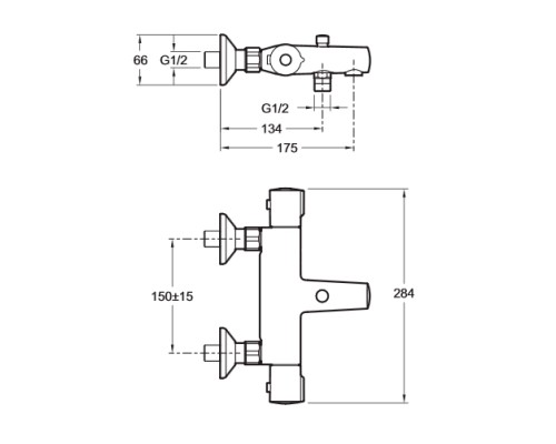 Термостатический настенный смеситель для ванныдуша Jacob Delafon E45714CP