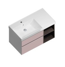 Тумба под раковину Kerama Marazzi CUBO левая подвесная с ящиками 90, Мальва матовая