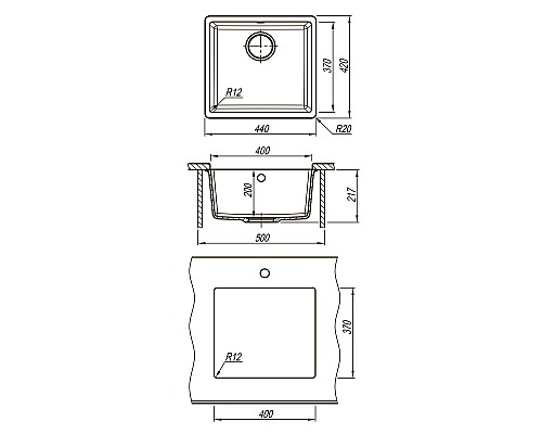 Кухонная мойка Lemark Sinara 440-U 9910067 Антрацит