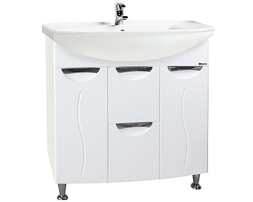 Тумба под раковину Bellezza Глория 85 4638514100013 с бельевой корзиной Белая